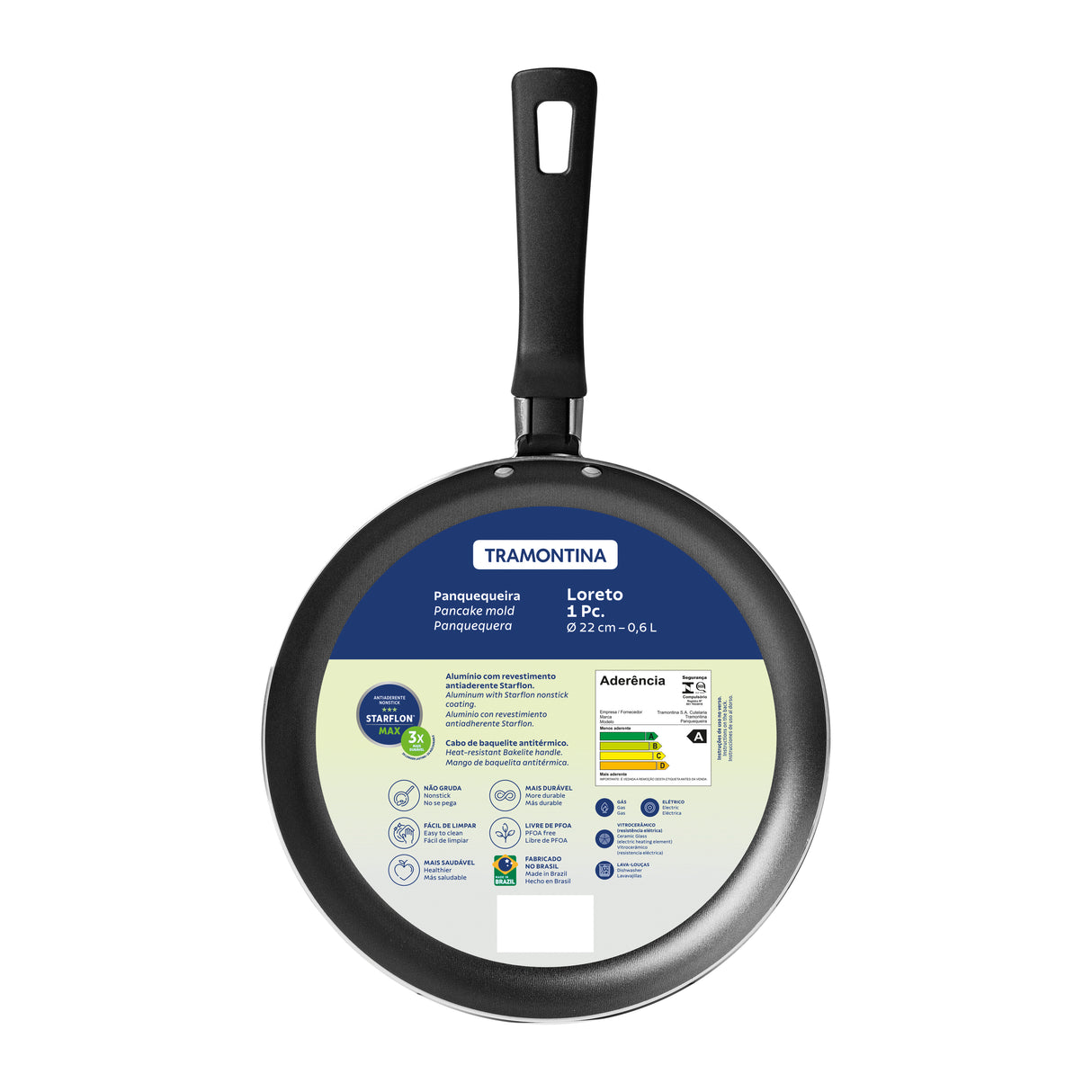 Loreto Aluminum Pancake Mold with Starflon Max Nonstick Coating 22cm