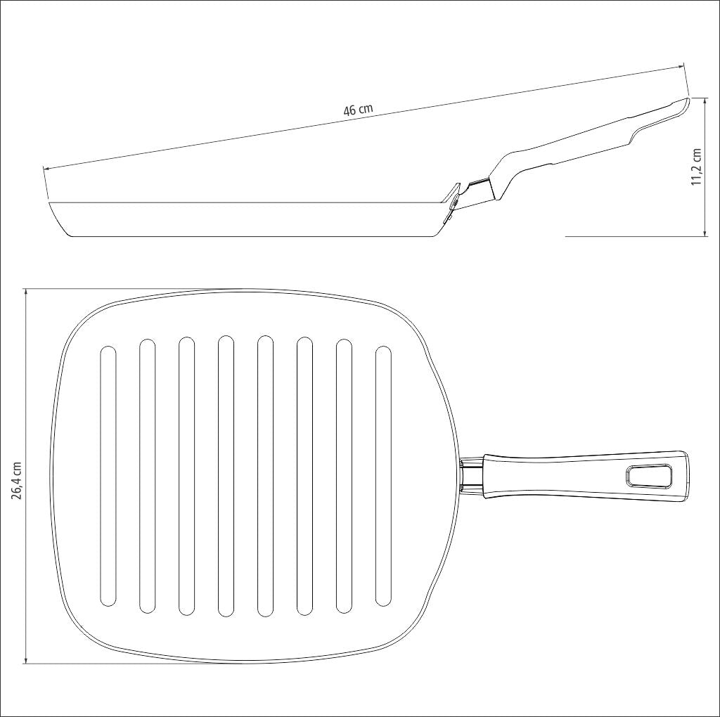Loreto Aluminum Skillet Grill with Nonstick Coating 26 cm