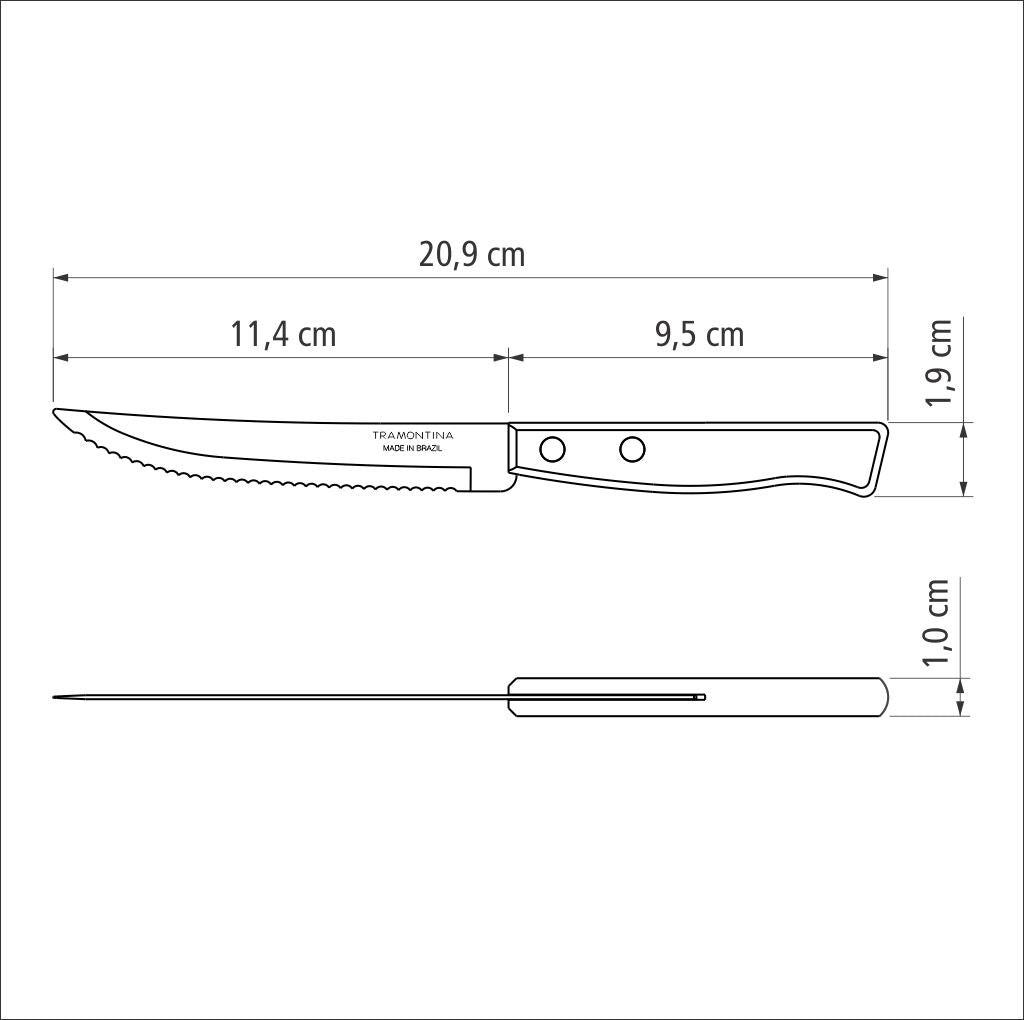 Tradicional 3-Piece set Knives with Natural Wood Handles