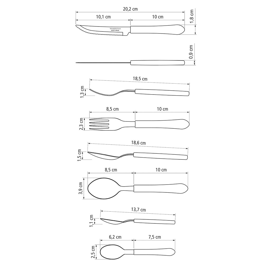 Leme 25-Piece Flatware Set with Stainless-Steel Blades, Black Polypropylene Handles and Drawer Organizer