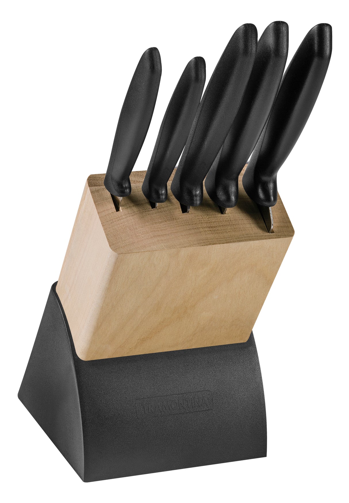 Tramontina Plenus 6-Piece Knife Set with Stainless-Steel Blades and Black Polypropylene Handles