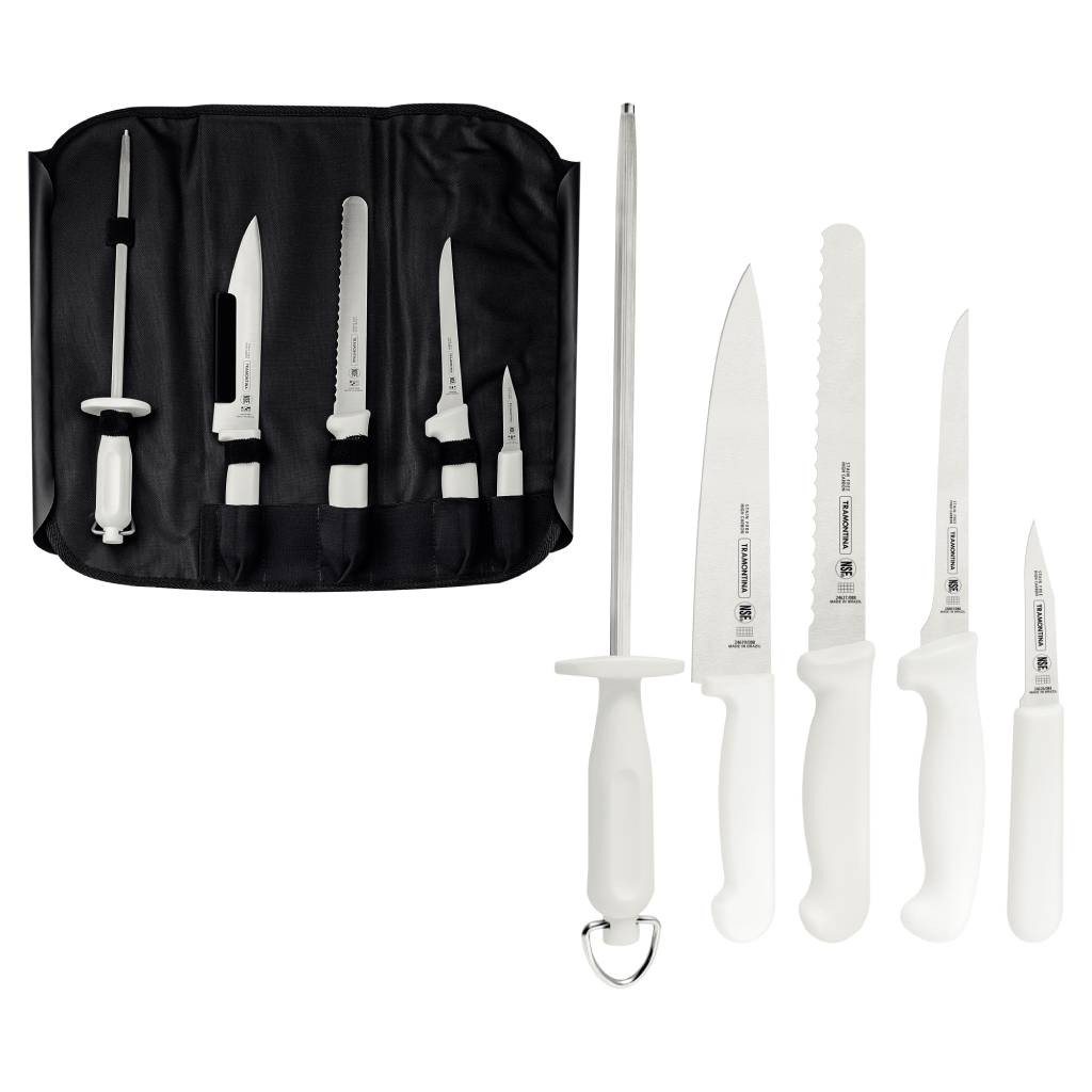 Tramontina Professional Master stainless steel chef's knife set with white polypropylene handles, 6 pcs