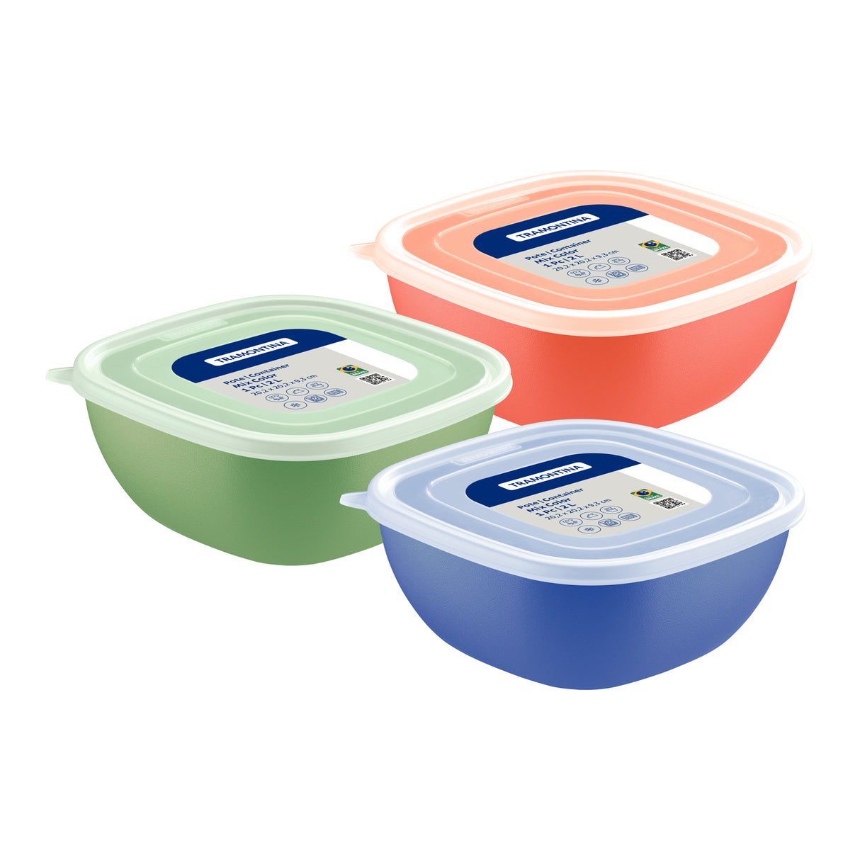 MixColor 2-Liter Mixed Polypropylene Container with Transparent Lid