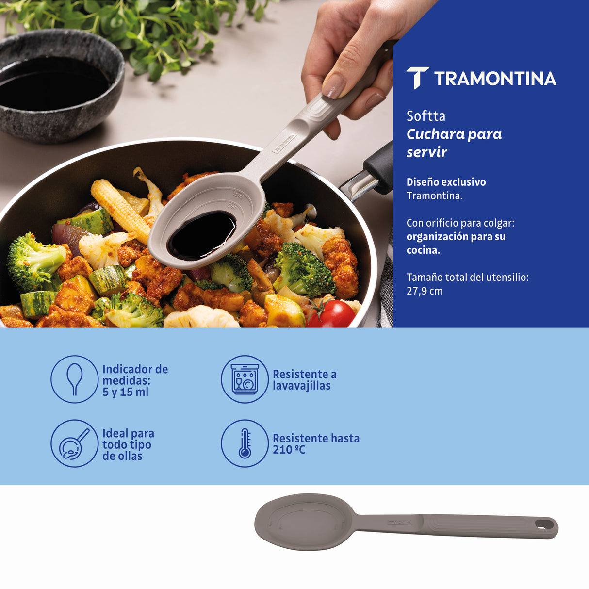 Softta Grey Silicone Serving Spoon