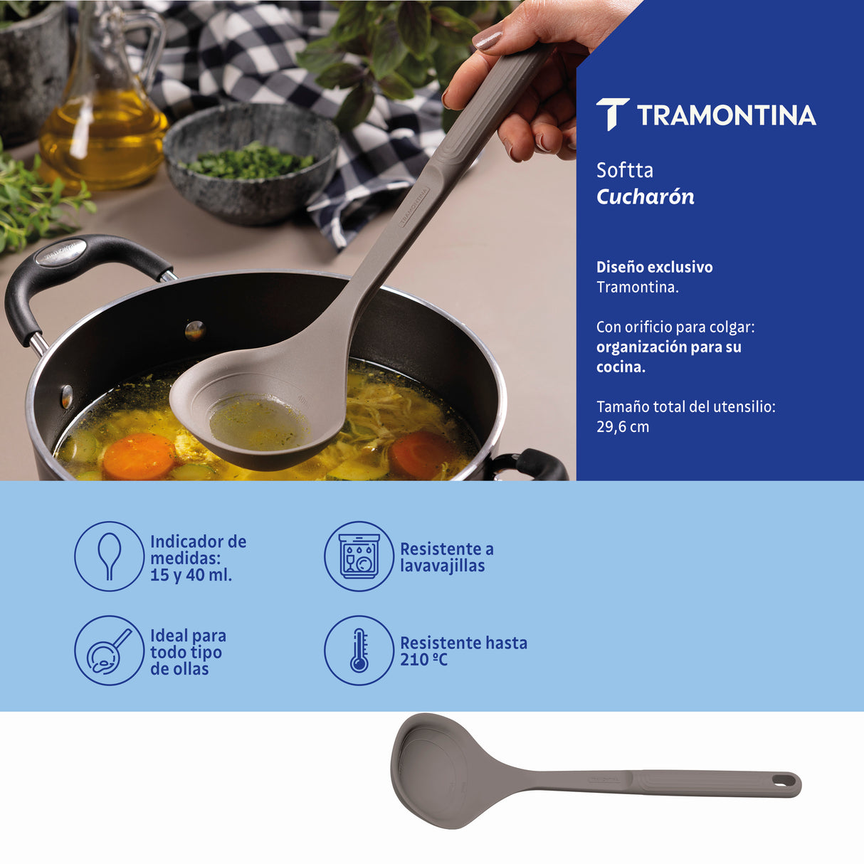 Softta Grey Silicone Ladle