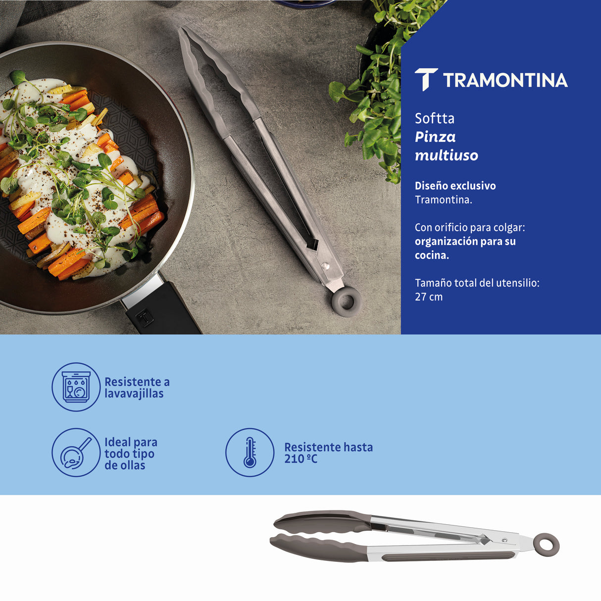 Softta Grey Silicone Multipurpose Tongs