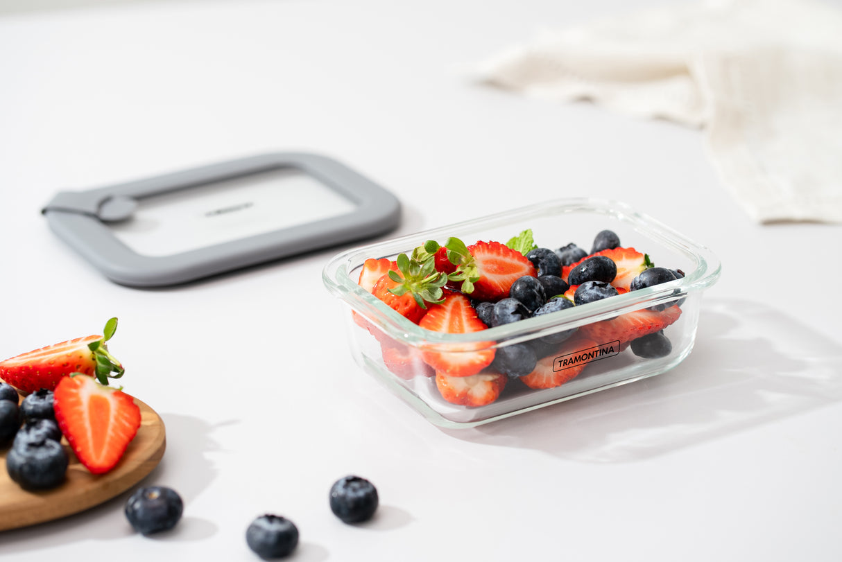Rectangular Glass Container Tramontina Vittra with Airtight Silicone Lid 0.37L