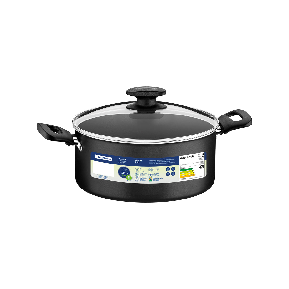 Loreto Aluminum Casserole with Starflon Max Nonstick Coating 20 cm