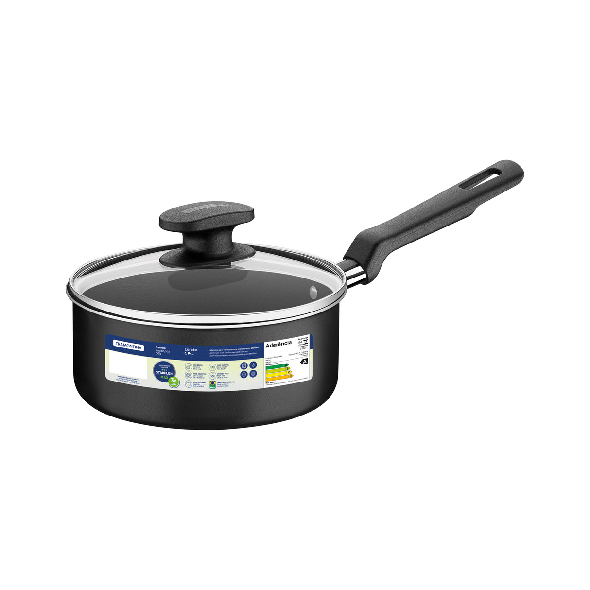 Loreto Aluminum Sauce Pan with Starflon Max Nonstick Coating 18 cm