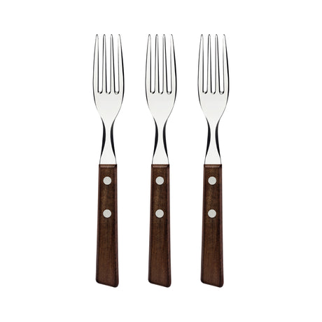 Tradicional 3-Piece Set forks with Natural Wood Handles