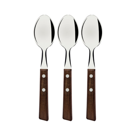 Tradicional 3-Piece Set of Table Spoons with Natural Wood Handles