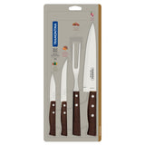 Tradicional 4-Piece Set of Knives with Stainless-Steel Blades and Natural Wood Handles