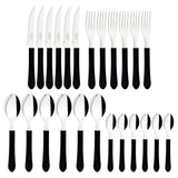 Leme 25-Piece Flatware Set with Stainless-Steel Blades, Black Polypropylene Handles and Drawer Organizer
