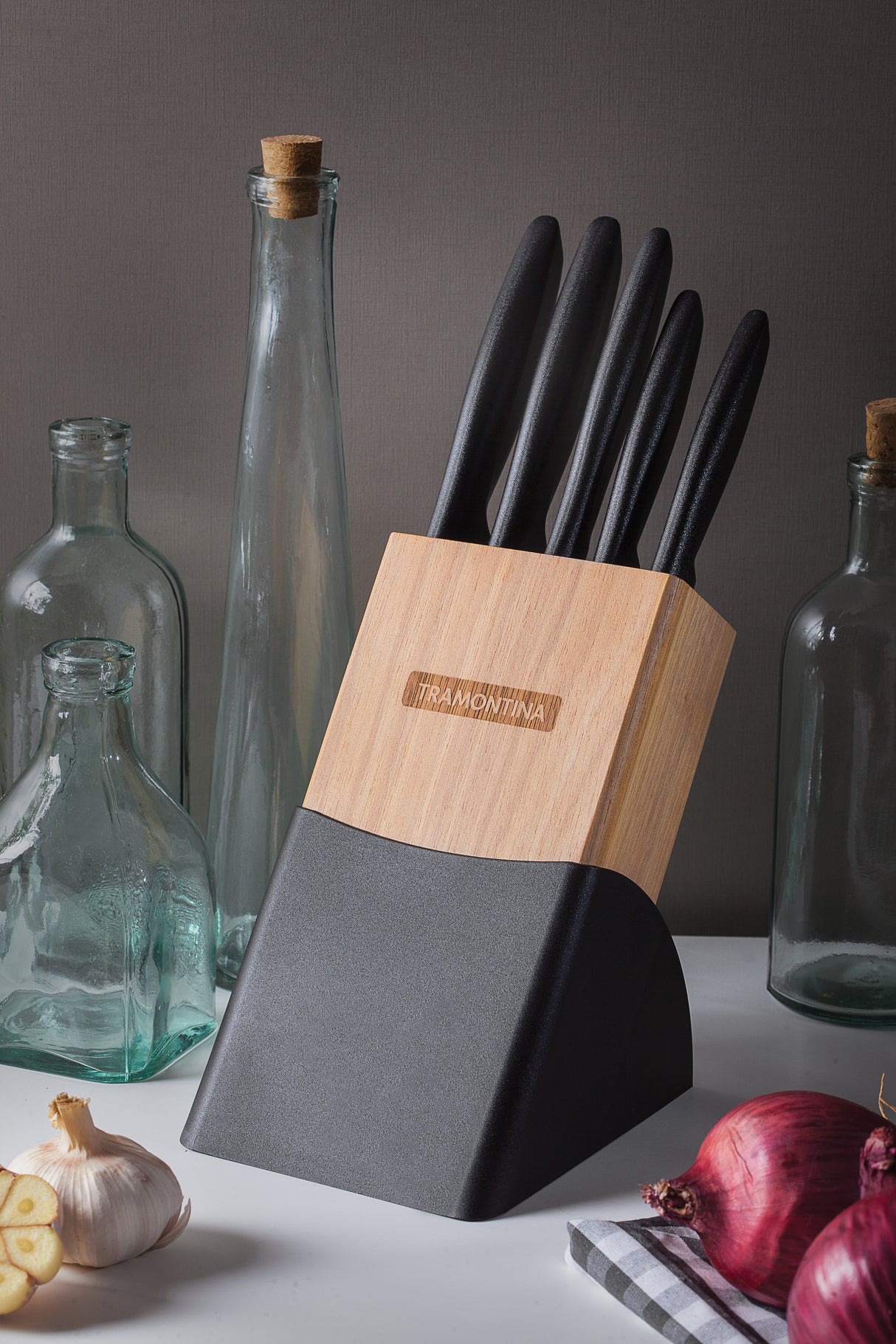 Tramontina Plenus 6-Piece Knife Set with Stainless-Steel Blades and Black Polypropylene Handles