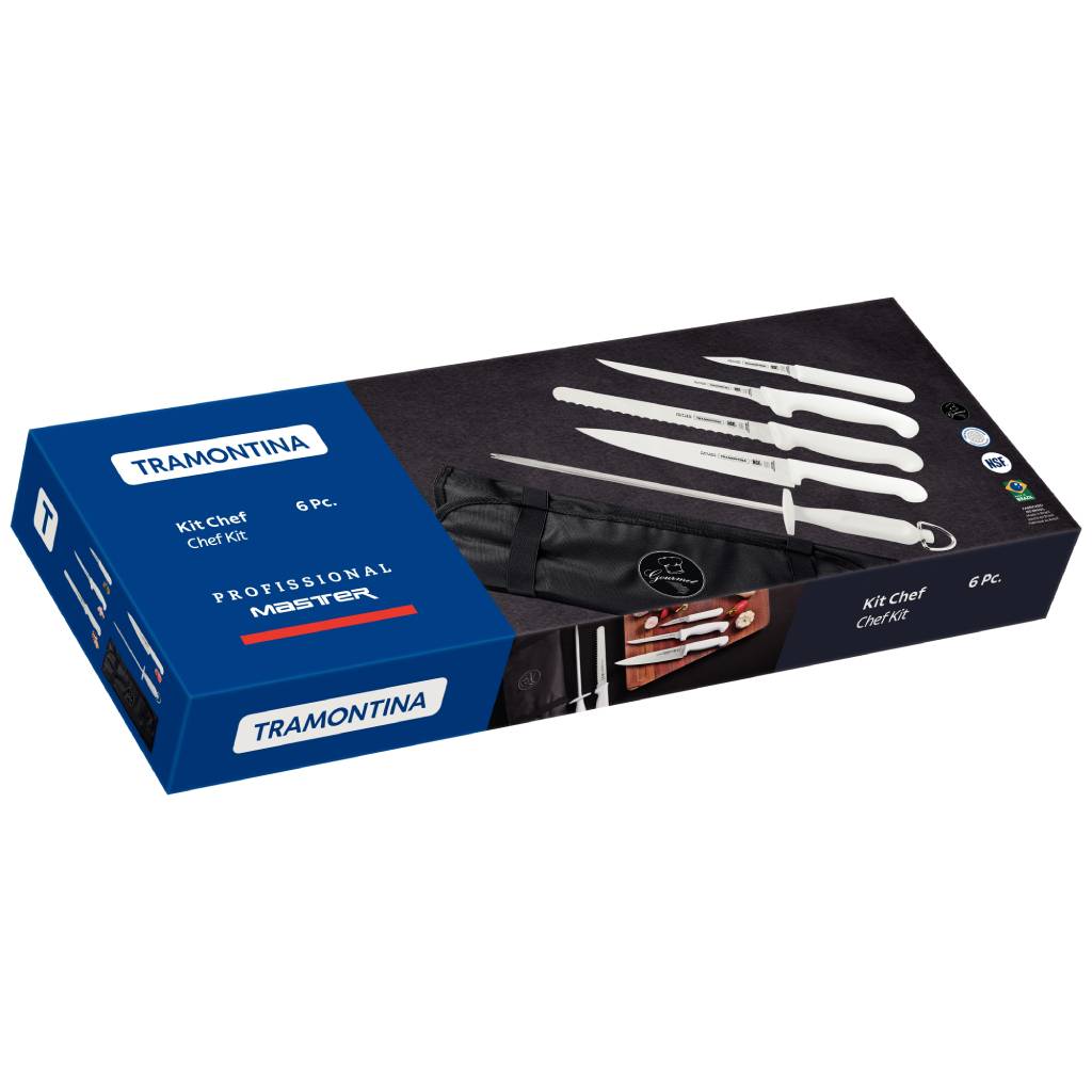 Tramontina Professional Master stainless steel chef's knife set with white polypropylene handles, 6 pcs