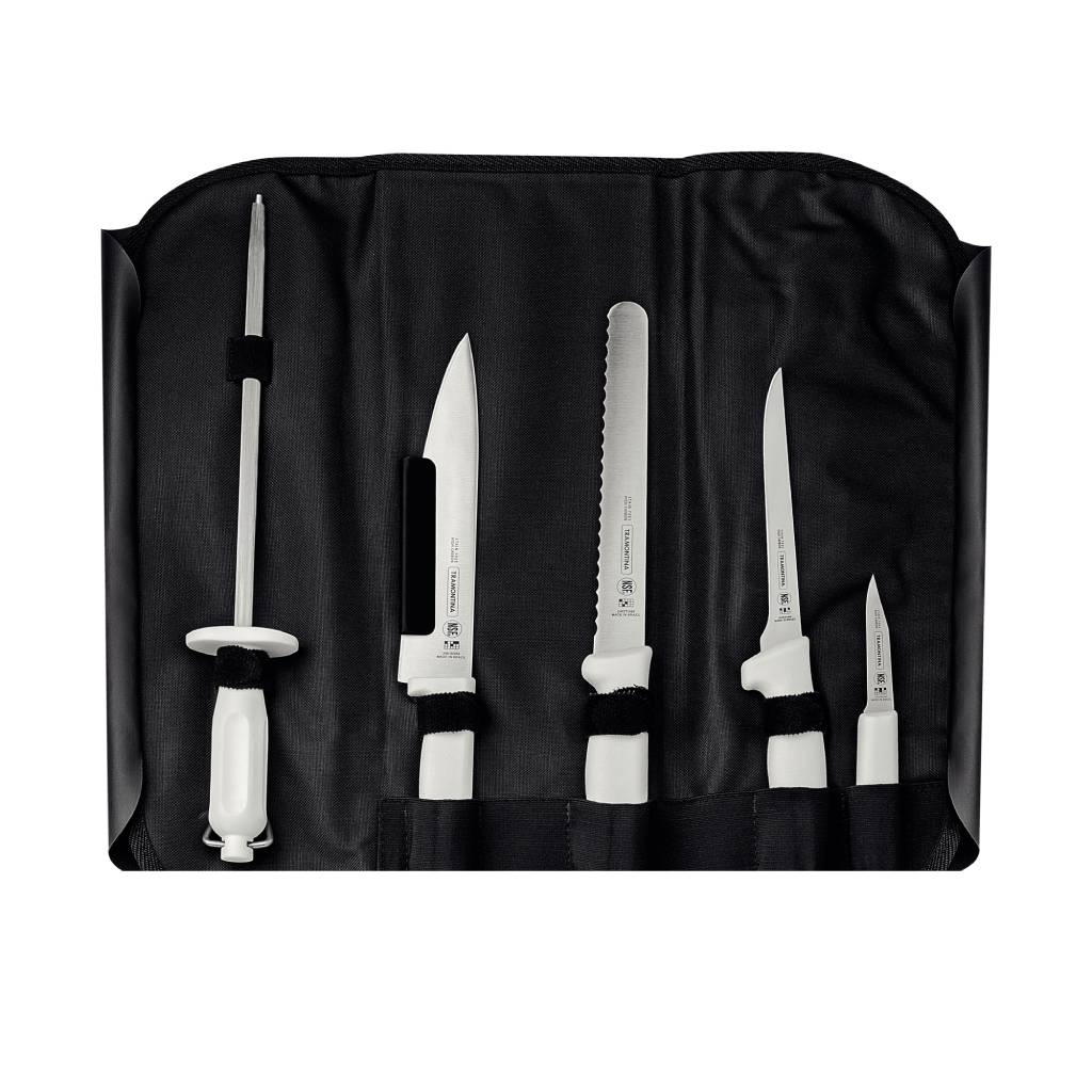 Tramontina Professional Master stainless steel chef's knife set with white polypropylene handles, 6 pcs