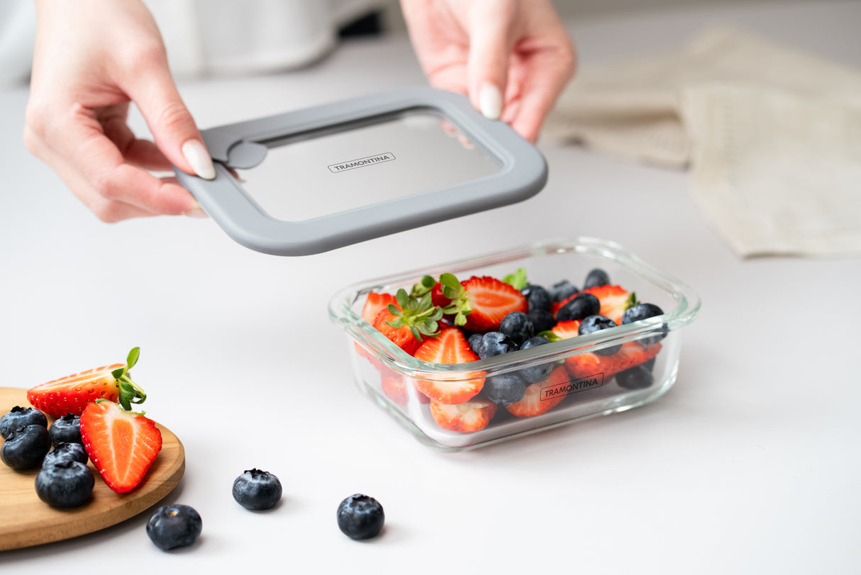 Rectangular Glass Container Tramontina Vittra with Airtight Silicone Lid 0.64 L