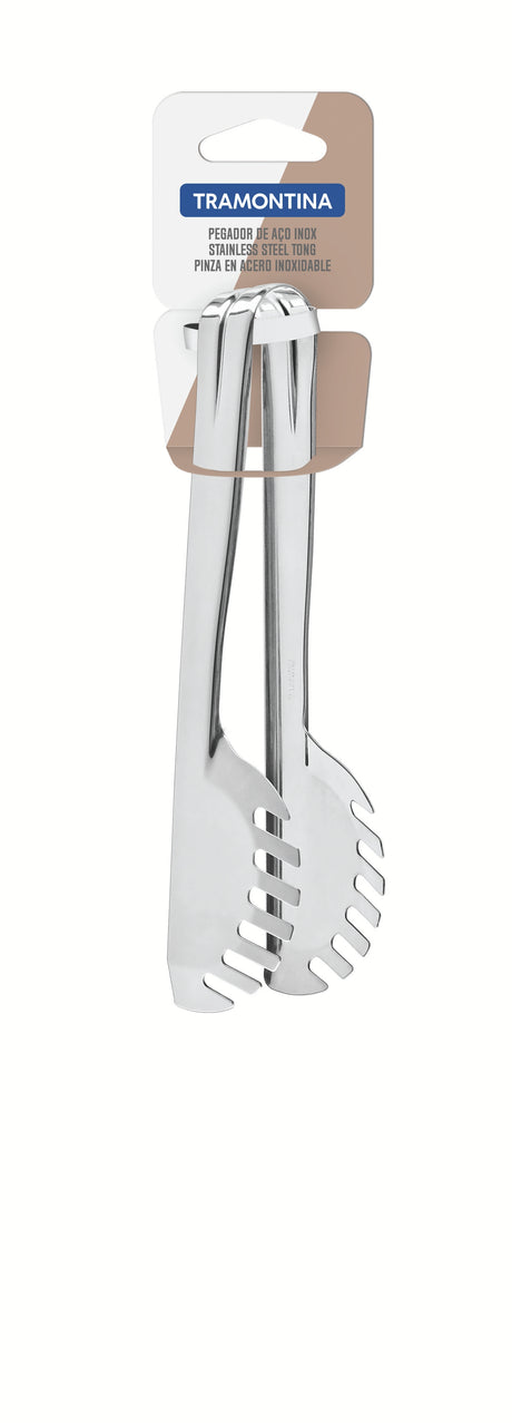 Utility stainless steel pasta tongs