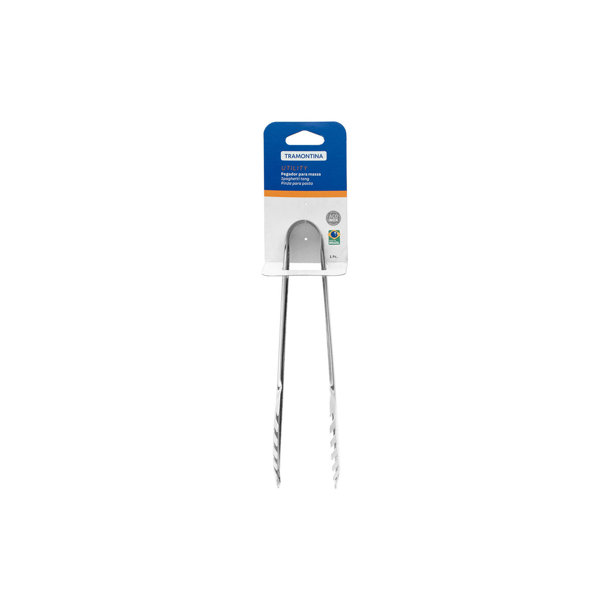 Utility stainless steel pasta tongs