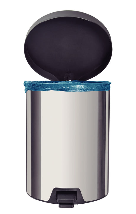 New stainless steel pedal trash can with polished finish, 5 L